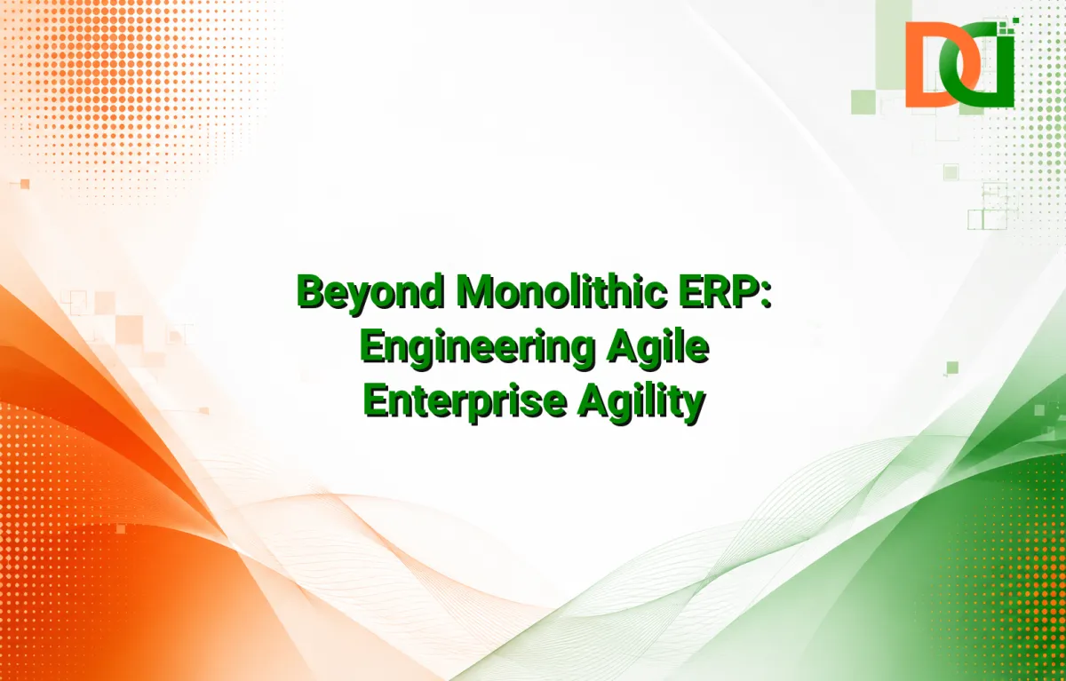 A modern, abstract digital representation of interconnected business processes and data flows, symbolizing a highly efficient enterprise resource planning (ERP) software system architecture with integration points and analytical dashboards.
