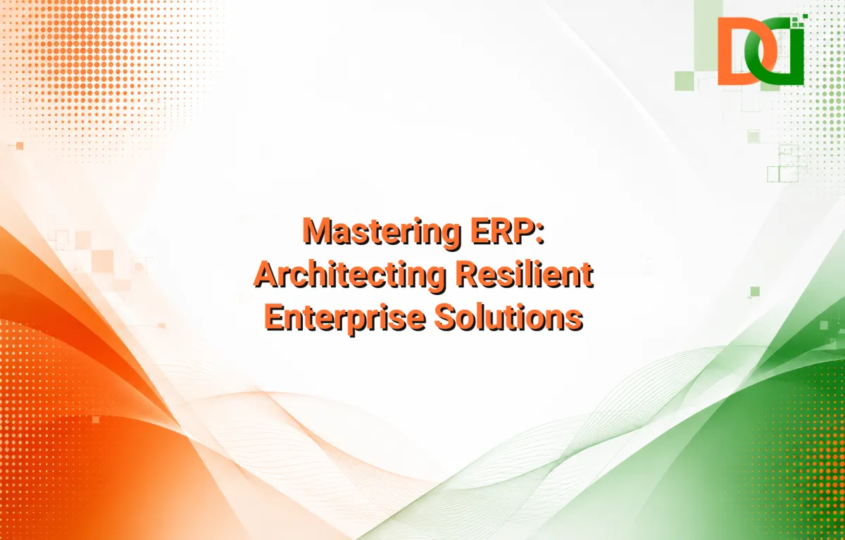 Abstract digital network illustrating interconnected business processes and data flow for a custom enterprise resource planning (ERP) software solution