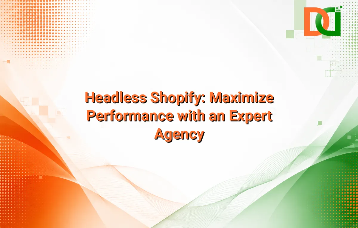 A sleek, modern diagram showing the separation of frontend and backend in a headless Shopify architecture, with various user interfaces connecting to the Shopify API for enhanced performance and flexibility.
