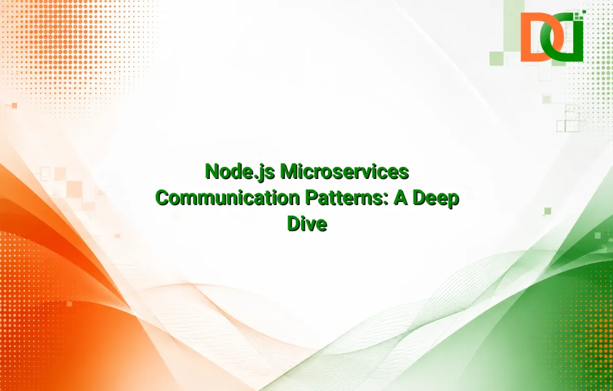 Diagram illustrating various Node.js microservices communicating via message queues and API gateways, with Do Digitals branding.