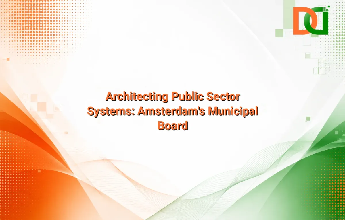 Enterprise architecture diagram illustrating data flow for Amsterdam municipal board services, featuring microservices and secure API gateways.