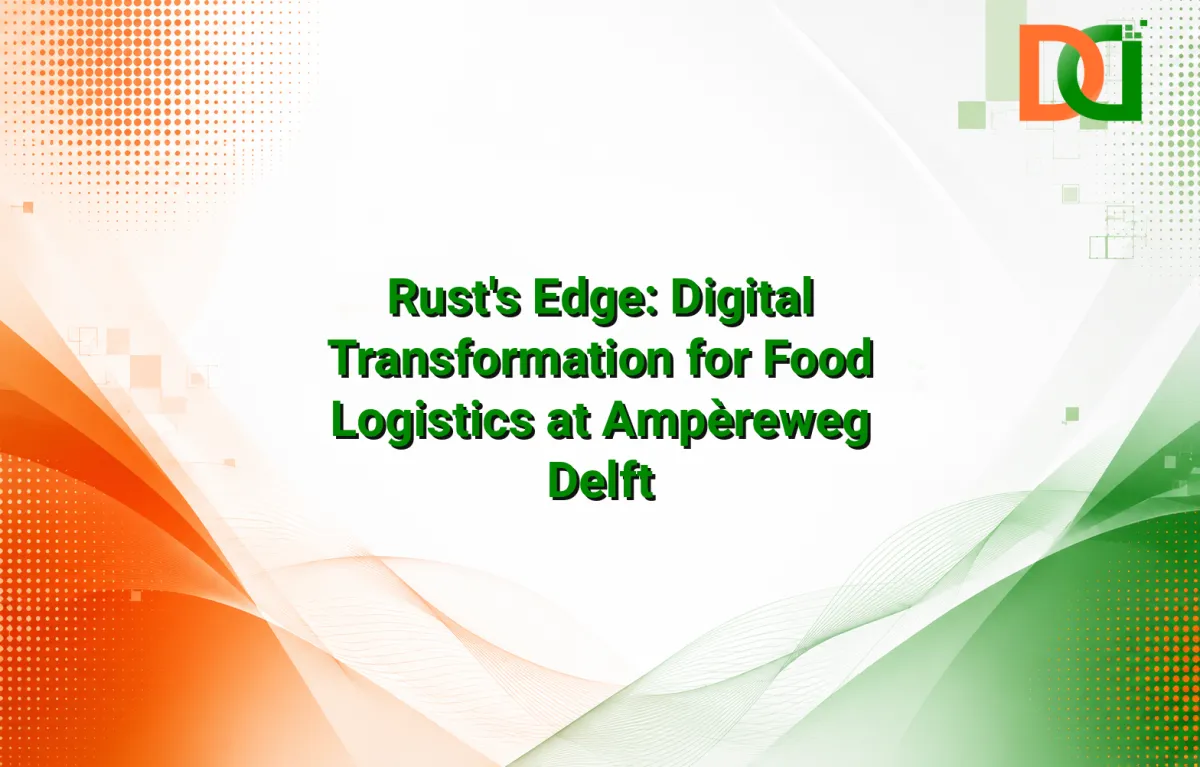 High-tech food processing facility with data dashboards, showcasing Rust-powered digital systems for efficiency and traceability at Ampèreweg Delft.
