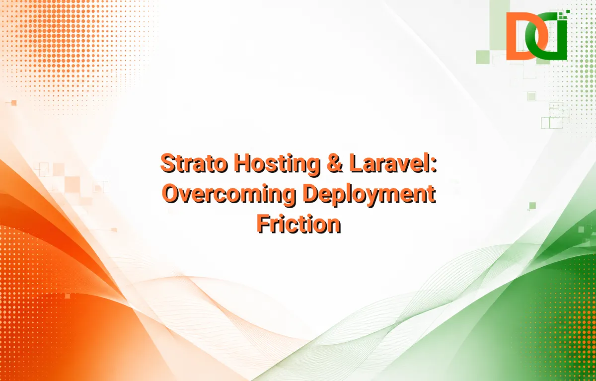 Abstract digital network illustrating data flow and secure cloud infrastructure, symbolizing expert Laravel deployment and optimization on Strato hosting.