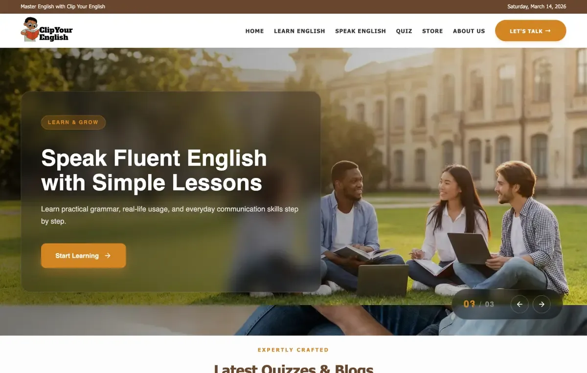 Clip Your English Custom EdTech Website Homepage Designed and Developed by Do Digitals