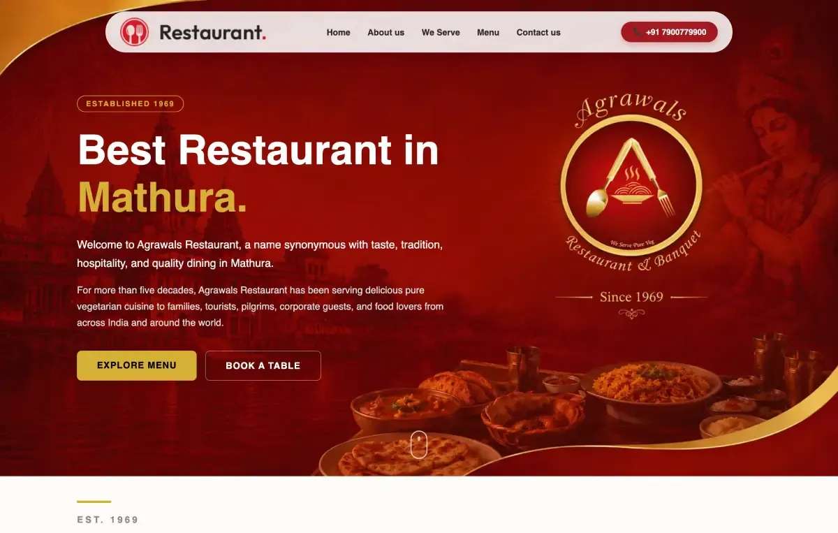 Agrawals Restaurant Custom WordPress Theme Development by Do Digitals