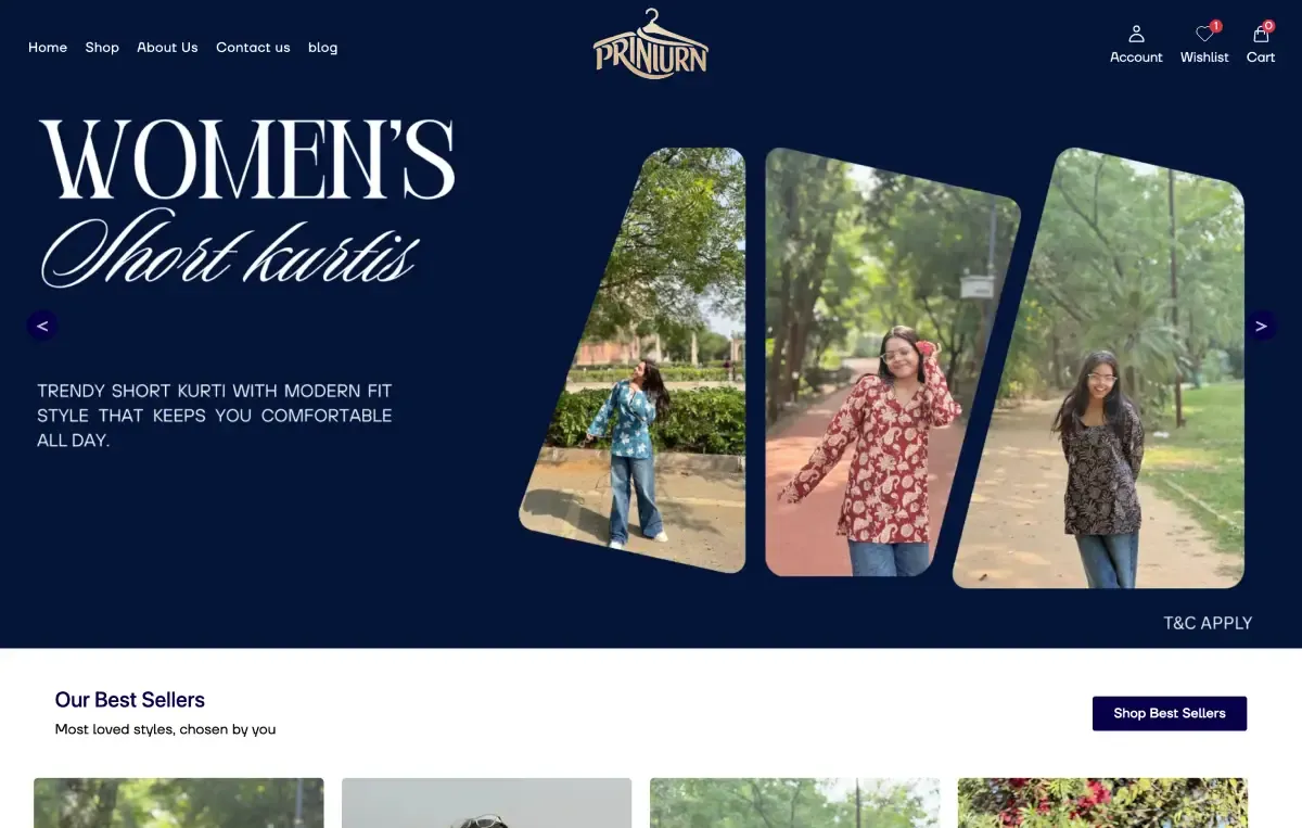 Printurn Premium Women Kurti Custom E-commerce Website Development by Do Digitals