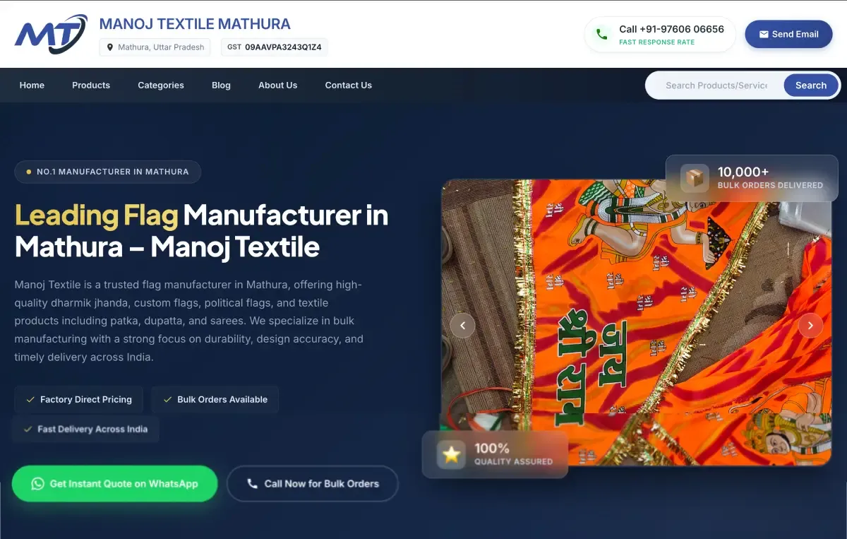 Manoj Textile Custom B2B WordPress Website UI/UX Design by Do Digitals