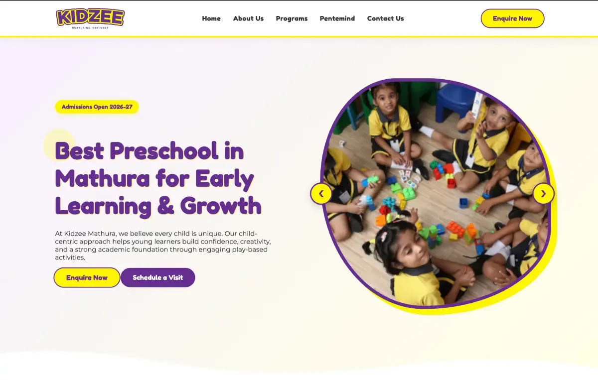 Kidzee Mathura Custom Preschool Website Development by Do Digitals
